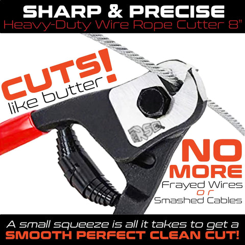 Heavy Duty 8 Inch Wire Rope Cutter for DIY Projects Railing Decking and Bicycle Cable Use No Sweat One Hand Operation Steel