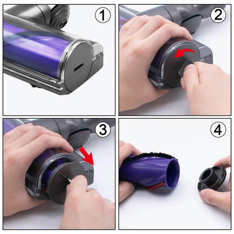 Step-by-step installation of End Cap Cover For Roller Brush Bar Replacement Part For V8 V10 V11 V15 Vacuum Cleaners