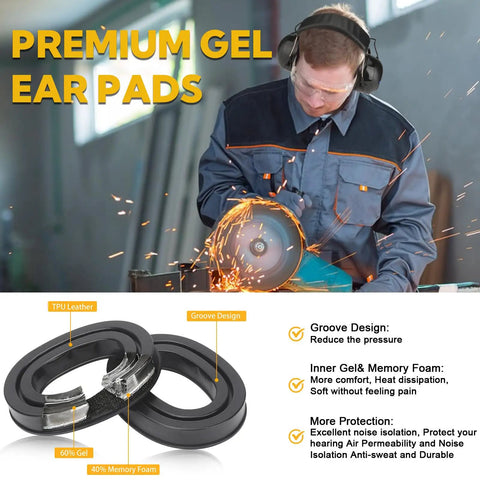 Gel Ear Cushions Bluetooth Five Point Four Hearing Protection Headphones With 30 dB Noise Cancellation For Mowing