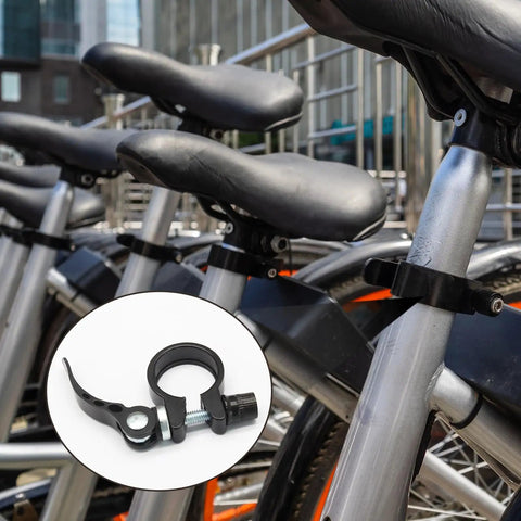 28.6mm Bike Seat Post Clamp Quick Release Aluminum Alloy Seatpost Collar Type 1 Black Ergonomic Design mounted on bicycles