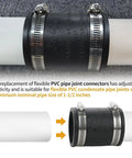 Flexible PVC Pipe Coupling With Rubber Hose Clamps For 1-1/2 Inch Pipes Drain Repair And Dust Hose Connection, DIY Friendly Plumbing Upgrade For Cast Iron Or Plastic Lines, PVC Condensate Pipe Coupler, black 1-1/2 inch connector with stainless clamps