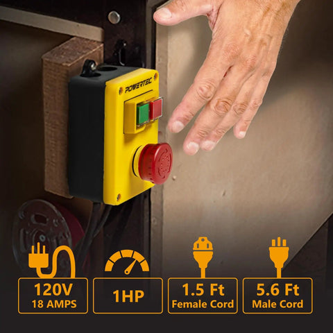 Magnetic Safety Switch With Emergency Stop Button for Table Saw Router Table and Drill Press 120V 18A Power Tool Safety Upgrade