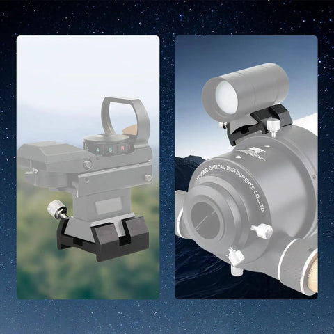 Universal Dovetail Base Finder Scope Mount Bracket for Installing a Finder Scope on an Optical Telescope, side view