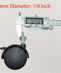Digital caliper measuring stem diameter of 2 Inch Shelving Caster Swivel Stem Wheel With 1/4-20 Thread Stem For Small Shelves And Furniture Pack Of 4 No Brakes Durable Heavy Duty Caster For Easy Mobility And Rearrangement Of Cabinets And Racks