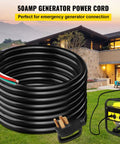 Rock Solid 25 Foot 50 Amp Generator Extension Cord With Nema 14 50P To Raw End Wire for emergency generator connection outdoors.