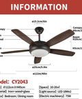 Sleek Black Outdoor Ceiling Fan With Lights, Farmhouse Style, 48 Inch, Remote Control, Quiet Copper Motor, dimension details