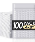 Bubble Mailers 4x8 Inches 100 Pack Padded Envelopes Self Sealing Waterproof Grey and White Opaque Mailers with 4x7 Inner Size