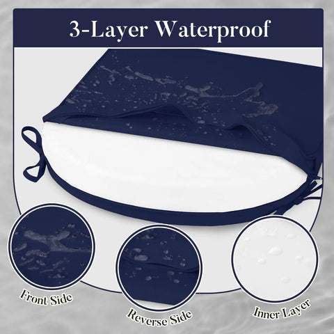 Outdoor Cushions For Patio Furniture Set Of 4 19 By 19 By 3 Inch Thick Waterproof And UV Resistant Navy Blue Chair Cushions
