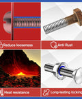 Thread locker for nuts and bolts; blue and red medium-strong adhesive; prevents loosening, anti-rust, heat resistant.
