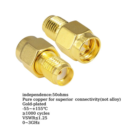 SMA Male To SMA Female FPV Antenna Adapter 2 Pack Coaxial Cable Connector Low Loss 50 Ohm Gold Plated Copper