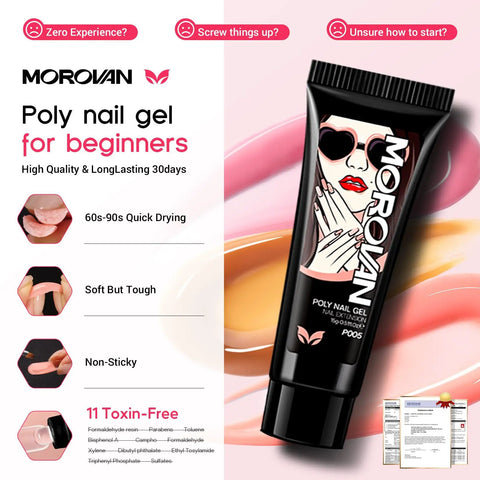 All-In-One Poly Gel Nail Kit For Beginners With UV Lamp And Slip Solution, Easy At-Home Nail Extension Set, gel tube image