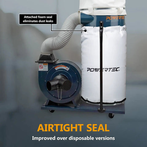Bottom Dust Collector Bag 20 Inch Diameter By 30 Inch High With Clear Window And Zipper attached to dust collector unit