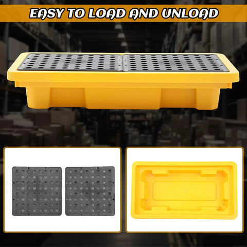 Heavy Duty Forkliftable Spill Pallet 48x24x4 Inch With 2000 Lbs Capacity Industrial Oil And Chemical Spill Containment Tray
