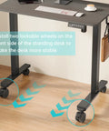 Top Shelf Standing Desk Casters With Lockable M8 Stem Rollers on a desk, showcasing two lockable wheels for stability.