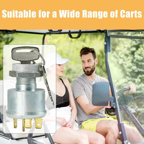 Golf Cart Ignition Switch With Key 4 Terminal Replacement Fits TXT Medalist Marathon Workhorse ST Shuttle and More 33639-G01