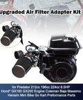 Upgraded Mini Bike Air Filter Adapter Kit For Predator 212cc And Coleman CT200U Go Kart Engines GX160 GX200 shown installed on engine
