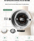 Close-up of 60mm stainless steel flat burr in Electric Coffee Bean Grinder 250G For Commercial And Home Use 200W Automatic Burr Grinder.