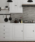 Kitchen cabinets with Black Marble Pattern Cabinet Knobs Set Of 2 For Kitchen Cabinets And Furniture Drawers, 1.37 Inch Diameter.