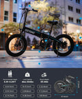 Foldable 20 Inch Electric Bike with 48V Battery, 40 Mile Range, 20 MPH Top Speed, 350W Peak Motor, Lightweight 45 Lbs