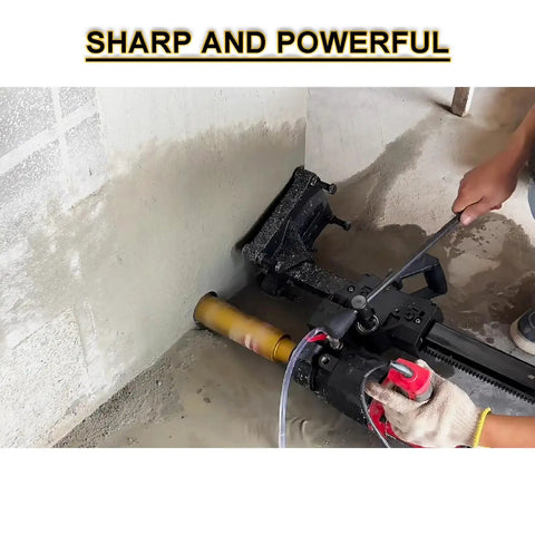 2 Inch Wet Core Drill Bit For Concrete With Rebar, 14 Inch Drilling Depth, 1-1/4 To 7 Thread Arbor in use on concrete wall