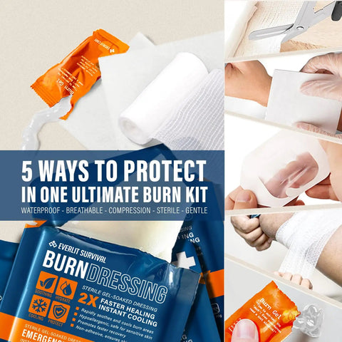 Burn Kit With Sterile Waterproof Wound Dressings, Hydrogel Foam Burn Dressings, Burn Gel, Nonstick Pads, Gauze And Shears, 30 Pack