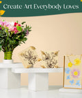 Ultra Portable 3x3 Inch Flower Press Kit Two Pack For Adults on display with pressed flowers and bouquet
