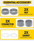 DearChan CPVC connector kit, 2-pack with heater flange, 2 nuts, 2 connectors, 2 gaskets for Raypak/Rheem pool heaters.