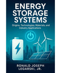 Audible audiobook cover: Energy Storage Systems by Ronald Legarski; blue gradient with solar panel and wind turbines