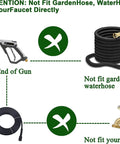 Image showing Short Pressure Washer Gun With Heavy Duty 4000 PSI Power Easy Quick Trigger Grip M22 14mm and 15mm Thread Compatibility not fitting standard hoses or faucets.