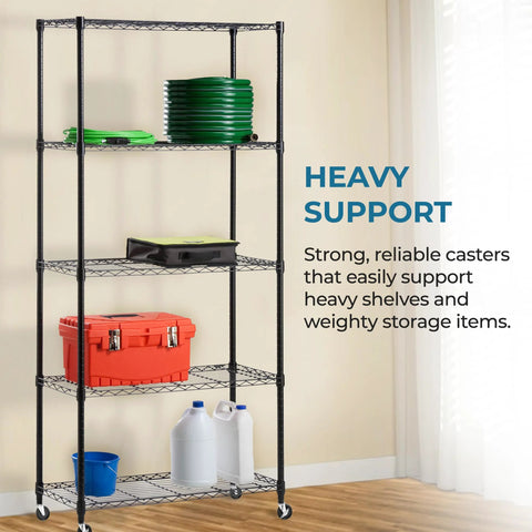 4 Inch Caster Roller Wheels Replacement Set Of Four For HCD Shelving Unit Black Includes Two Locking And Two Non Locking Casters