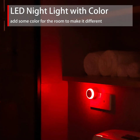 Red Plug In Night Light With Sensor, Diffused Red LED For A Cozy Soft Steady Glow, Energy Efficient Wall Light For Bedroom, Bathroom, Kitchen, Hallway, Kids Room, And Stairs, 2 Pack