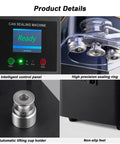 Commercial Grade Vacuum Cup Sealer With LCD Counter And Adjustable Heat Dial control panel and sealing mechanism for efficient sealing.