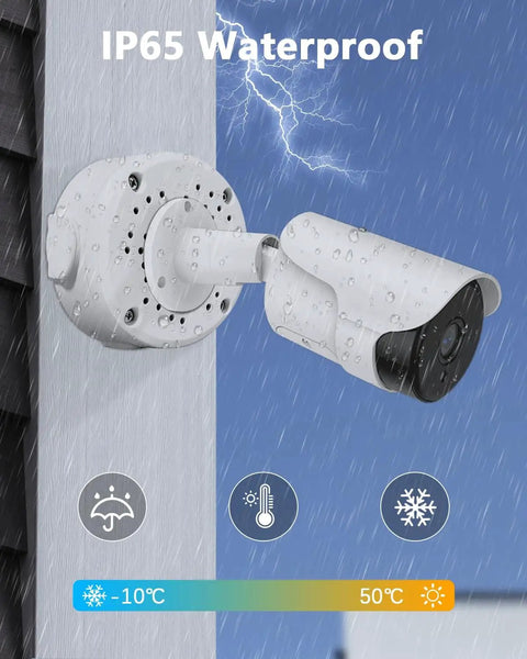 Weatherproof Outdoor Junction Box For CCTV Cameras, Heavy Duty Aluminum Mount Bracket With Hidden Cable Route, shown installed in rain