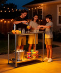Outdoor use of Beast Of A Heavy Duty Stainless Steel Kitchen Prep Table With Adjustable Undershelf, Built For Serious Commercial Use