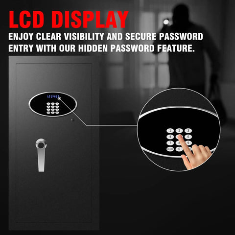 Close-up of digital keypad lock on Tough As Nails Heavy Duty 9.2 Cu Ft Fireproof Safe With LED Light 60 Minute Fire Rating