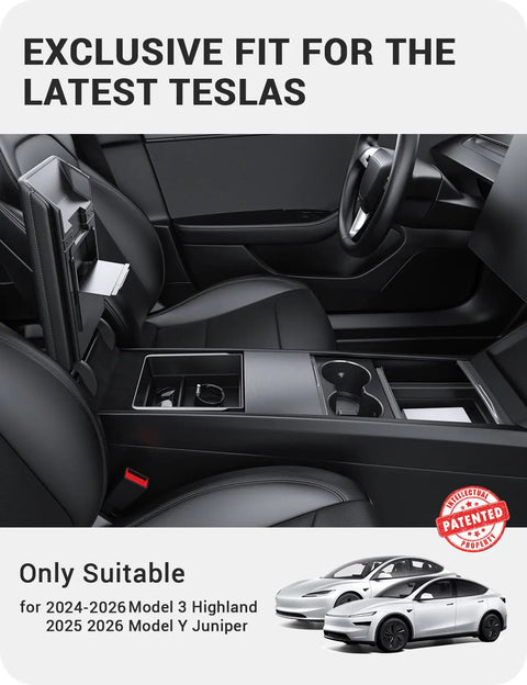 Tesla Model Y And Model 3 Center Console Organizer Tray Kit With Cup Holder Armrest Hidden Storage For 2024 2025 2026 Juniper Highland