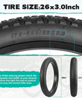 26 Inch Fat Bike Tire Set With Inner Tubes Two Pack For E-Bike Snow MTB And Tricycle Replacement 26 By 3.0 75-559 Foldable Tires Durable Nylon Rubber Build Schrader Valve High Wear Resistance Long Lasting Ride, 26x3.0 tire close-up