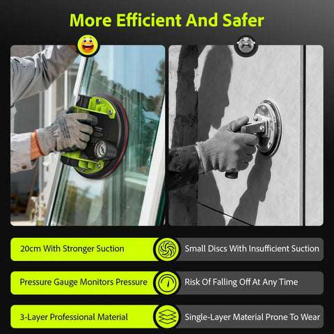 Heavy Duty Glass Suction Cup Lifter With 8 Inch Cup Built In Pressure Gauge 450 Lbs Max Load Vacuum Lifter comparison