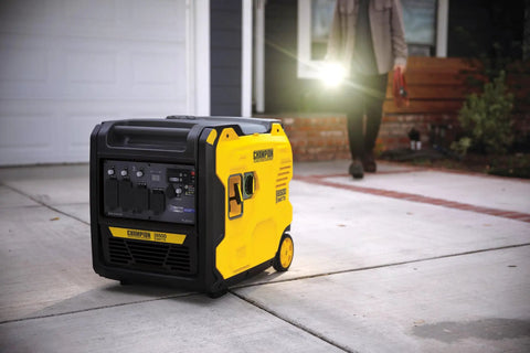 6500-Watt RV Ready Portable Inverter Generator With Quiet Technology And Long Run Time on driveway