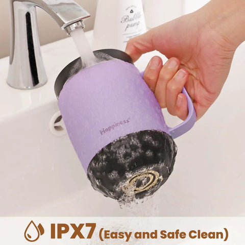 Precision Temp Control Self Heating Coffee Mug Rechargeable Smart Cup under running water showing waterproof design