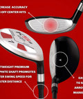 Close-up of All Hybrid Number 7 Golf Club For Men Right Handed Senior Flex Graphite Shaft 38 Inch Standard Length Black Pro Velvet Grip