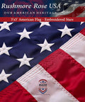 Close-up of Heavy Duty 3x5 Outdoor American Flag Made In USA With Embroidered Stars And Sewn Stripes Built To Last
