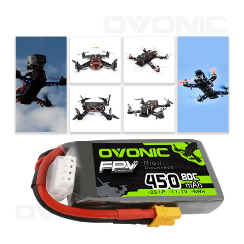 3S 11.1V 450mAh 80C Lipo Battery With XT30 Connector For RC FPV Racing Drones Quadcopters Soft Case 4 Pack JST XHR 4P