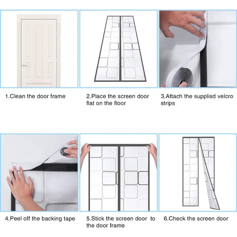 Installation steps for Insulated Door Curtain With Thermal Magnetic Self Sealing Eva Door Screen Keeps Drafts Out And Stops Cold Air From Escaping.