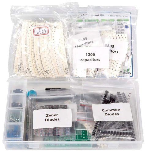 Ultimate SMD Components Assortment Kit With 1206 0805 0603 Resistors Capacitors Diodes in transparent case