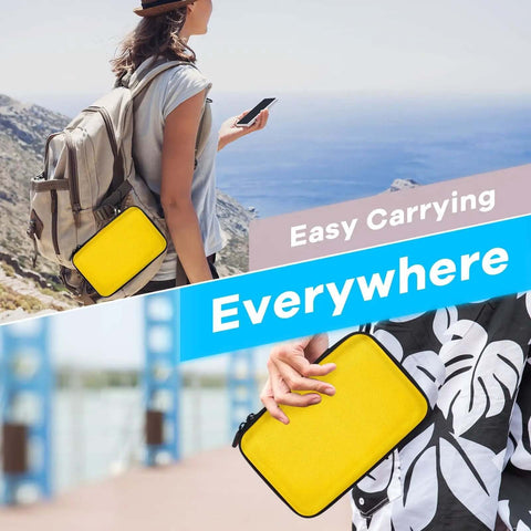Beefy Bright Yellow Hard Shell Electronics Organizer Case With Carabiner Strap Go Anywhere No Fuss Storage Bag For Tech Gadgets And Daily Carry Essentials on travel bag.