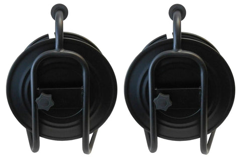 Front view of Two Pack Heavy Duty Portable All Metal Cable Reels With Lock Stops Each Reel Holds 722 Feet Of 6mm Cable Total Two Reels