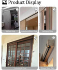 Heavy Duty Sliding Door Track Kit With Side Mounted Hardware For Barn Style Doors Soft Close Ready And Easy Install visible in various door applications including kitchen, bedroom, and conference rooms.