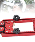 Badass One Way Bearing Stock Roller For Table Saw And Router Woodshop Kickback Blocker Slick Forward Feed Glide Heavy Duty Safety Upgrade Your Workshop Grind Today, red roller guide tool with adjustable knobs.