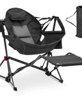 Hammock Camping Chair With Detachable Footrest And Cup Holder, Foldable Portable Rocking Chair For Adults Outdoors with carry bag